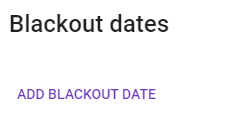 Blackout dates window wtih the add blackout date link displayed