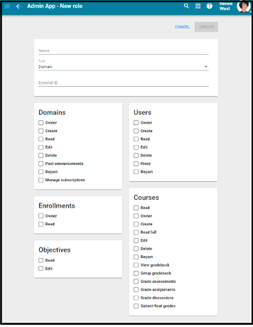 The new role window
