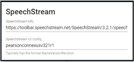 a speechstream window showing the speechstream url and the domain