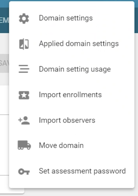 domain settings link from the more menu