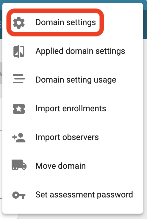 domain settings highlighted in the toolbar.