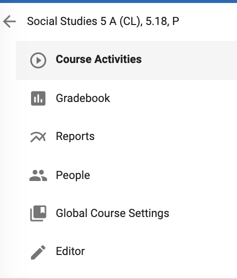 Image of the menu for a Social Studies past courses