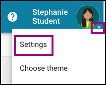 Image of the user drop-down menu expanded.