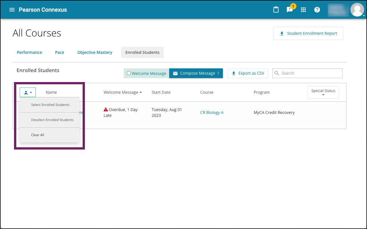 Screen capture of the People tool menu expanded.  The options for that tab appear