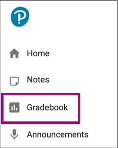 Screenshot of the Main Menu with the Gradebook tool highlighted.