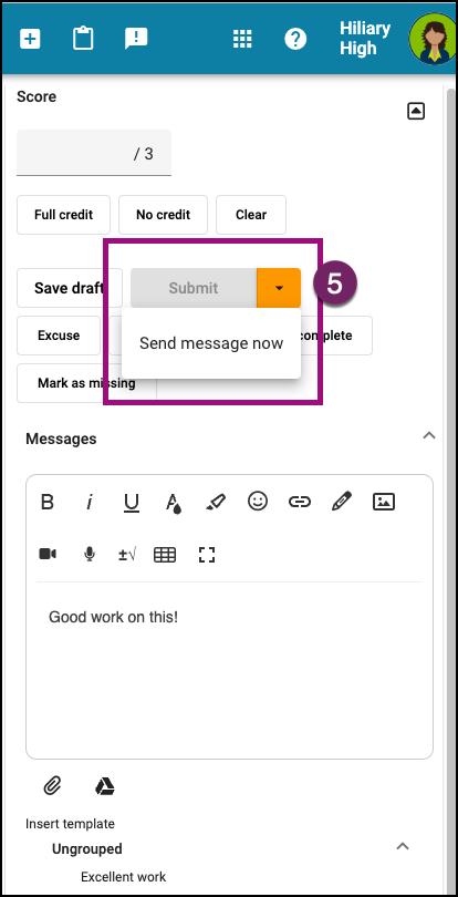 Screnshot of the Feedback tooks area of the Student Grade Editor.