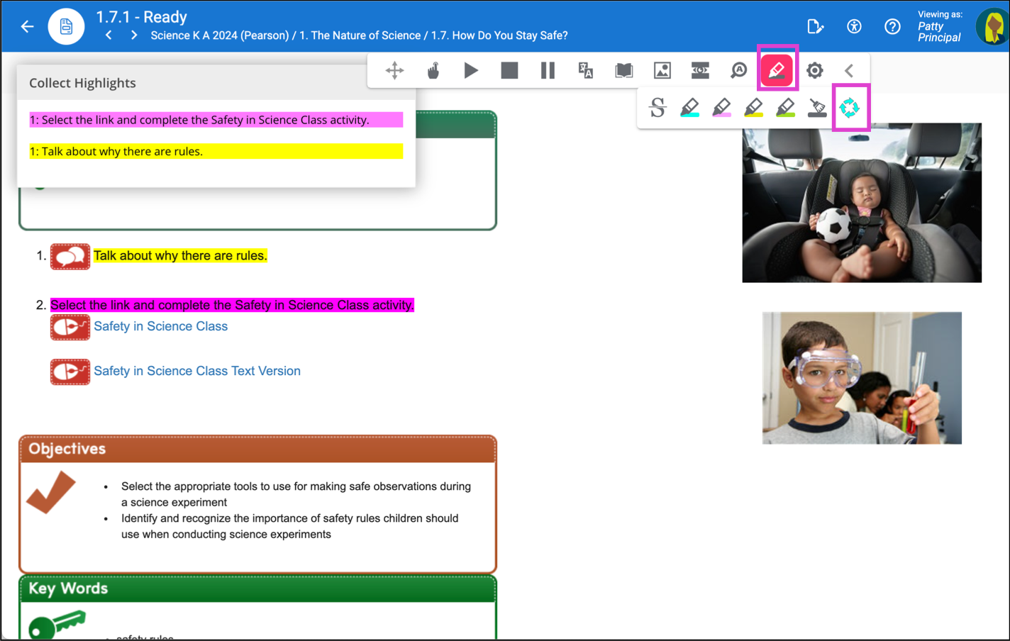 Screenshot of the highlight tool in action.