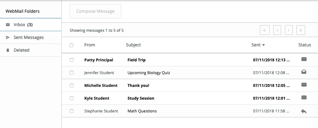 inbox showing messages.