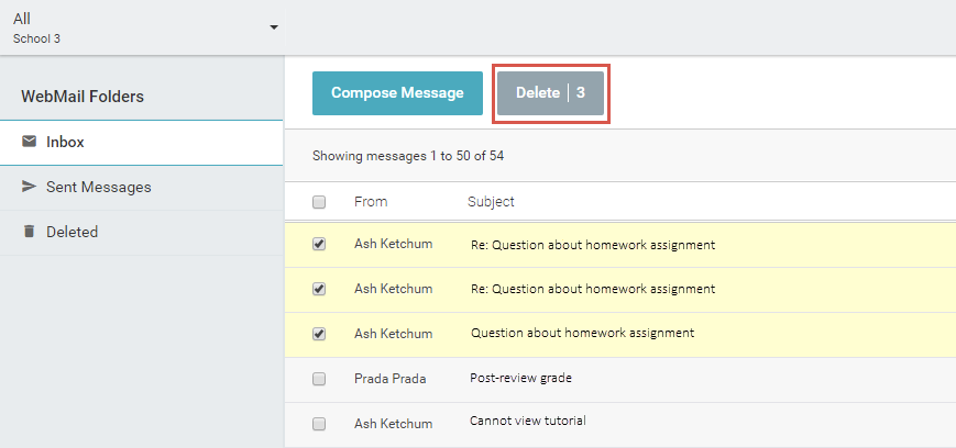 deleting selected messages