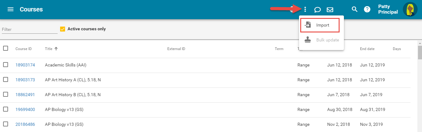The import option is highlighted.