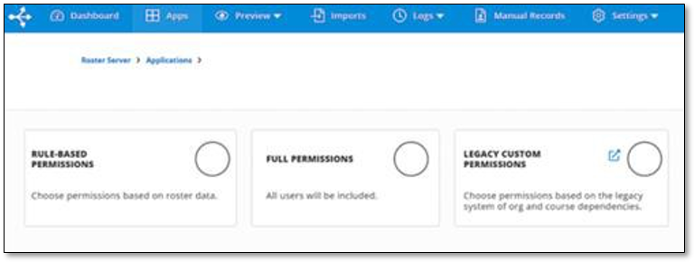 Screenshot of the applications tab. 