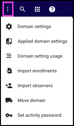 Screenshot of the Actions menu expanded. 