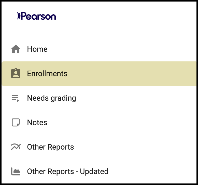 Screencapture of the Enrollments entry on the Main Menu.
