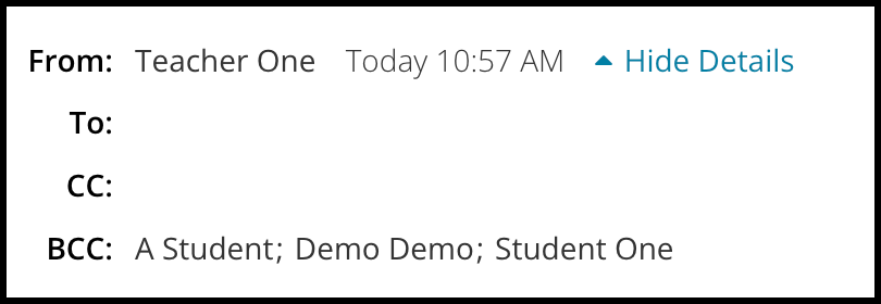 Screenshot of the WebMail Show Details From Field with details expanded..