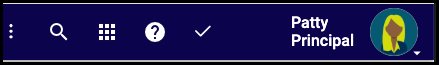 Screenshot of the header menu for an admin.