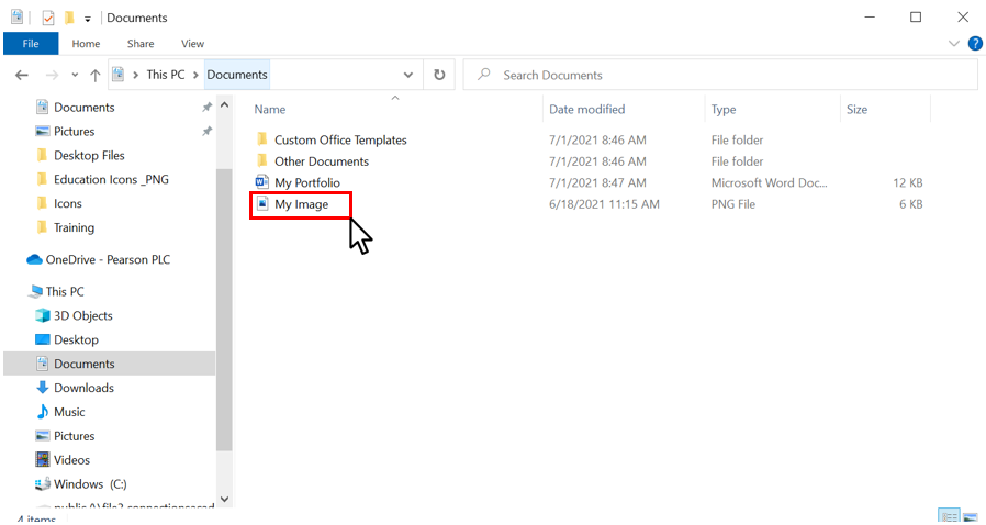 image of a desktop screen displaying available documents to select
