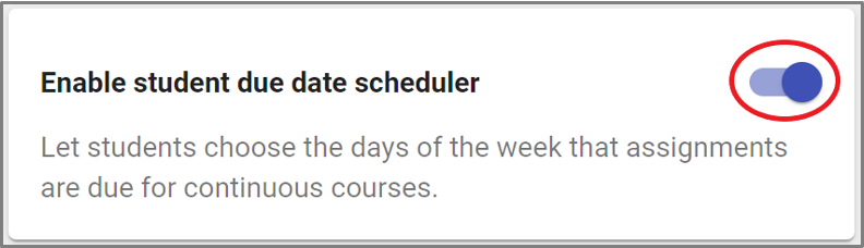 image of the due date scheduler card.