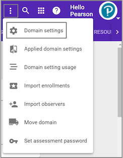 image of the More tab with the Domain settings link highlighted.