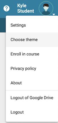 The dropdown menu displays choose theme as the second option.