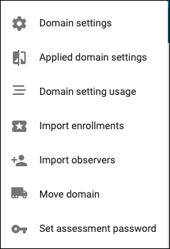 image of the more dropdown showing the domain settings option.
