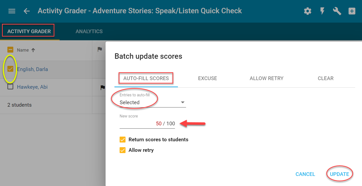 Edit Activity Score